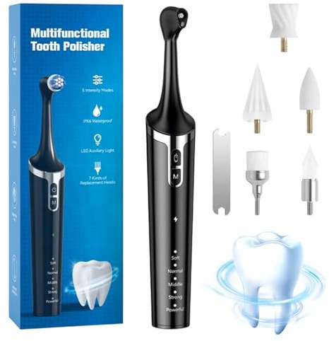 Set professionale per la rimozione del tartaro, con 5 modalità per la pulizia dei denti e sbiancamento dei denti, impermeabile IPX6, illuminazione a LED, con 5 testine