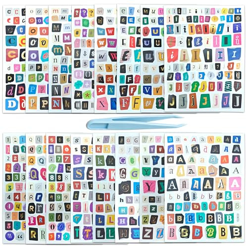 1250 Buchstaben Aufkleber Set mit Pinzette für Scrapbooking