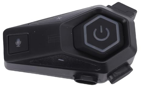 Huairdum Auriculares de Motocicleta Bluetooth 5.3, IPX6 a Prueba de Agua para Casco con Cancelación de Ruido y Control de Voz y Luz LED, Ideal para Casco Integral