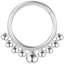 Mesnt Piercing Naso Acciaio Chirurgico1 Pezzi 16G Anelli a Cerchio per Piercing al Naso Cerchio con 9 campanelli, Stile 1-Argento, 1.2x10mm