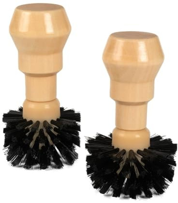 KiraKira Spazzola per filtro per macchina da caffè espresso con manico in legno, setole in nylon da 49-58 mm, per una pulizia compatta da 10,2 cm