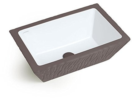 Lavandino Lavabo Appoggio/Sospeso Rettangolare Pietra Basalto Opaco in Ceramica 60x40 cm (Colorato basalto opaco con vasca bianca)