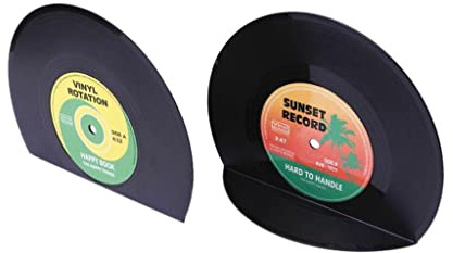 PETSOLA 1 Paar Buchstützen Buchhalter CD Stützen Halter Vinyl Muster