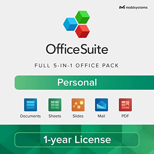 OfficeSuite Personal - 1 Year License - Documents, Sheets, Slides, PDF, Mail & Calendar for Windows for 1 Windows & 2 Mobile Devices