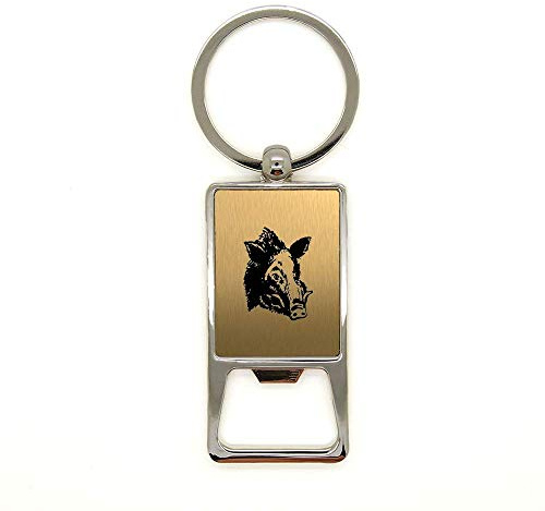 Porte clé en métal or brossé Sanglier 3 décapsuleur gravure laser