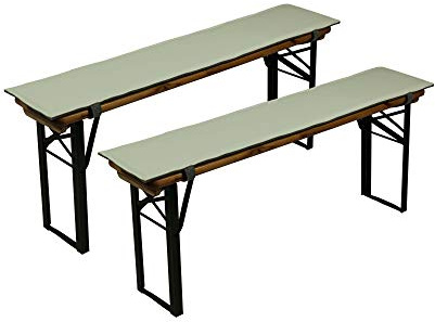 Sensalux gepolsterte Bierbank-Auflagen, 2er Set, Klettverschluss, Kunstleder, Grau - Weiß, 120cm x 25cm