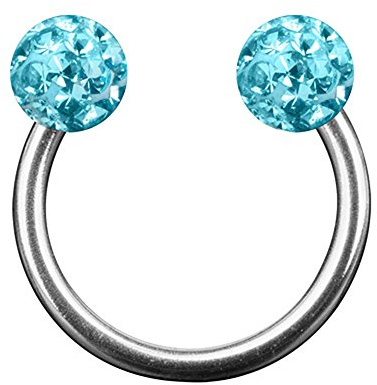 Taffstyle Piercing Chirurgenstahl Hufeisen mit Ferido Doppel Kristall Kugel | für Lippe Ohr Nase Intimbereich Augenbrauen