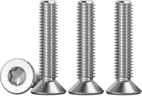 Drenky Senkkopfschraubenset, Edelstahlschrauben V2A VA A2 mit Torx-Kopf, DIN 7991 / ISO 10642 Senkkopfschrauben, Edelstahlschrauben silberfarben, Senkkopfschrauben, 10 Stück M5 X 30mm, Silber