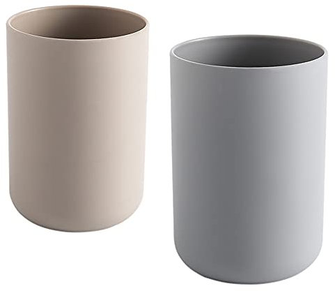 wongwongcat Zahnputzbecher 2 Stück, Badezimmer Zahnbürstenhalter, Pinselhalter, Accessoire Organizer und Toothbrush Holder (Braun & Grau)