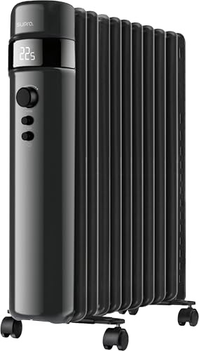 SUPRA OREA 2500 - Radiador de aceite 1500W, calefacción eléctrica, pantalla digital, temperatura regulable, temporizador, hasta 20m2, modo ECO, negro