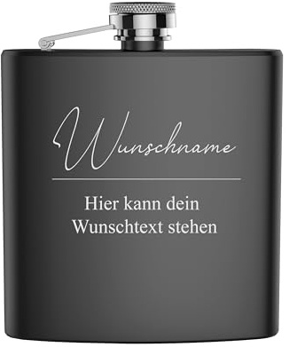 FORYOU24 Edelstahl Flachmann mit Gravur Wunschtext Geschenk für Papa Opa Onkel Freund zu Weihnachten, Geburtstag