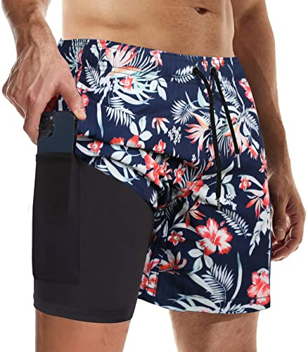 Suwangi Shorts de Bain Homme Short de Bain Surf Pantalon Court de Sport Plage Maillot de Bain à séchage Rapide