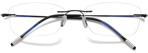 VEVESMUNDO Randlos Titan Lesebrille Anti Blaulicht Ultraleicht Metall Blaulichtfilter Sehhilfe Lesehilfe Brillen Ohne Rahmen für Herren Damen (1 Stück Grau, 0.0)