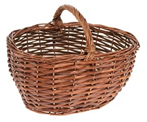 HERSIG - Cesto Mimbre | Cesta Mimbre Ovalada con Asa - 28 x 18 x 14 cm - Color Caoba
