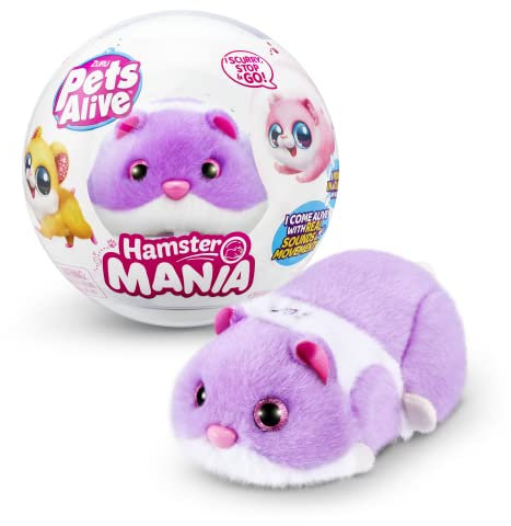 Pets Alive Hamstermania Purple by ZURU Hamster, Electronic Pet, 20+ Sounds Interactive, Hamster Ball Toy for Girls and Children, (Purple)