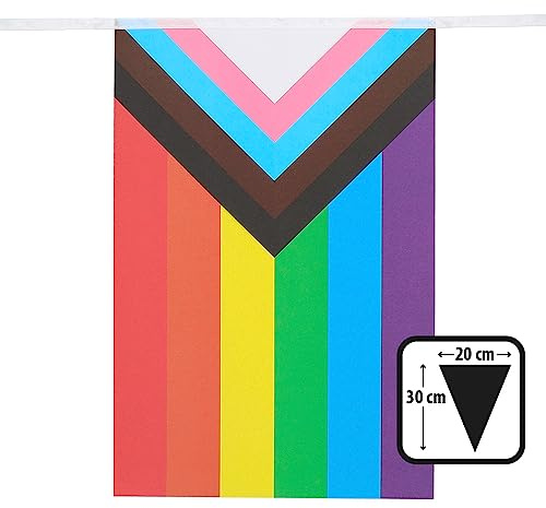 Boland - Pride Wimpelkette, Länge 6 Meter | Girlande, 15 Fahnen je 30 x 20 cm, Dekoration für CSD, Geburtstag, Karneval und Party