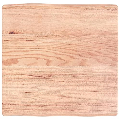 Makastle Massivholz Tischplatte Baumkante Massivholzplatte Baumkanten Holz Platte Ersatztischplatte Holzplatte für Heimwerker, Arbeitsplatten & Tische, 60x60x6 cm Massivholz Eiche Behandelt Baumkante