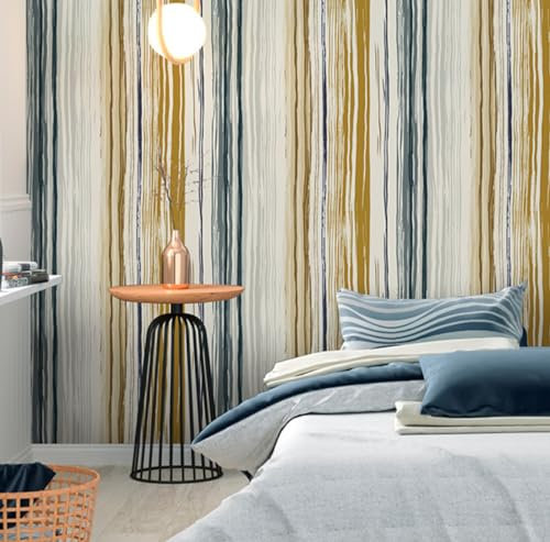 BPILOT Papel tapiz a rayas de color PVC impermeable no autoadhesivo papel tapiz engrosado color de tinta