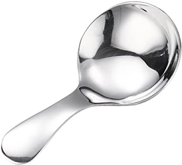susiodeu Cucharadita de acero inoxidable Mini borde suave reemplazo reutilizable polvo pastel pudín sopa cuchara cuchara cubiertos, Plata