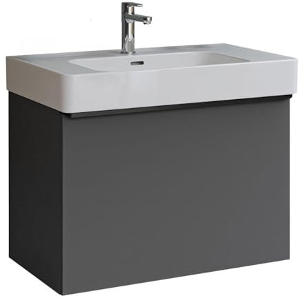DURAVIT Badmöbel-Set Soleil 80 cm bestehend aus Waschbecken und Unterschrank mit einer Schublade, Waschbeckenunterschrank in Graphit, Waschtisch in Weiß- Ideal für Gäste-Bäder