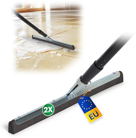 Novaliv 2X Wasserabzieher Boden mit Stiel 45 cm Wasserschieber Dusche Bodenabzieher Gummiabzieher Auto Fenster Pool Badabzieher Dusche Metall XXL breit Fliesen Wasserabzieher Terasse Boden