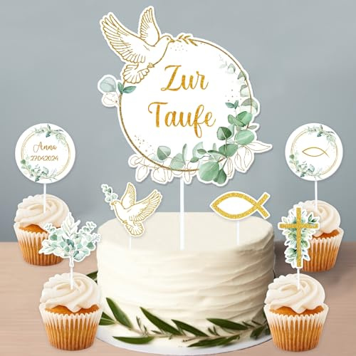 22 Stück Cake Topper zur Taufe - Deko für Mädchen und Jungen, Geburtstage und Duschen