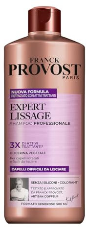 Franck Provost, Expert Lissage, Shampoo Professionale Per Capelli Mossi, Effetto Idratante, Con Glierina Vegetale, 500 ml