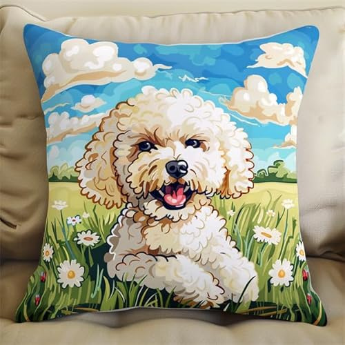 kitphoenix DIY Knüpfhaken-Set Knüpfkissen Hund Knüpfkissen Set für Anfänger Erwachsene oder Kinder zum Selber Knüpfen, DIY Knüpfteppich Knüpfpackung, Knüpfhaken Set 43 x 43 cm