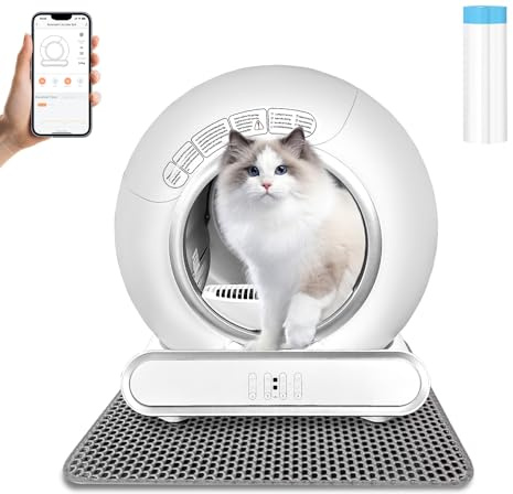 Lettiera Gatto Autopulente con Tappeto Lettiera Gatto Antiodore Lettiera Automatica per Gatti con APP Elettrica Toilette per Più Gatti (Type B)