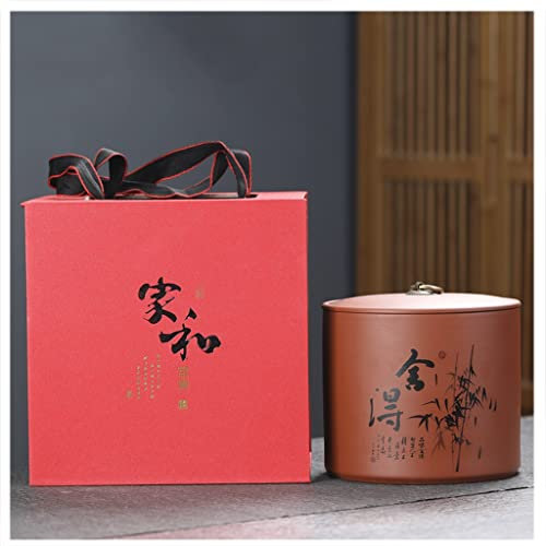 AKNGFO Tarros de té de cerámica Vintage Chinos con Tapa, Caja de té Grande para el hogar sellada Resistente a la Humedad, Caja de Regalo para té, café, Hierbas, azúcar, Especias, Granos, S