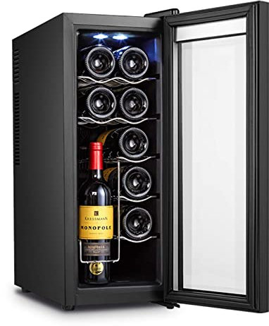 XNYXLPP Enfriador de Vino, refrigerador, refrigerador para encimera, mininevera compacta Independiente para Vino, Capacidad para 12 Botellas, Control Digital