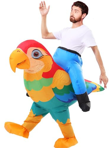 zelkphy Inflatable Parrot Costumes Blow up Parrot Costume Funny Halloween Costumes Party Cosplay Outfit Fancy Dress up (parrot)