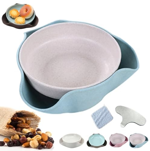 Vgpbphj Tazón de aperitivo para coleccionar conchas, cuenco de pistacho con almacenamiento de conchas, cuenco doble para frutos secos, cuenco doble para pistachos, maní, edamame, cerezas, nueces