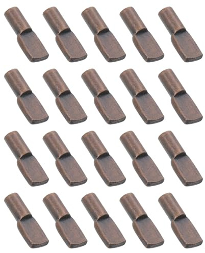 sourcing map 30Pcs Shelf Support Pegs, 5mm Spoon Shape Shelf Support Pins, Metal Support Pegs Holder for Kitchen Cabinet Bookcase (Red Bronze)