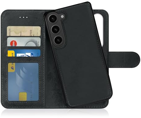 MyGadget Samsung Galaxy S25 Fodral - Magnetiskt Bokstöd Fodral - Flipp Plånbok Fodral Skal - Avtagbar PU Läder Korthållare Svart
