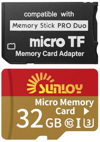 PSP Memory Stick Adapter with 32GB Micro SD Card, Micro SD/SDHC/SDXC to Memory Stick PRO Duo MagicGate Card Compatible with PlayStation Portable, Camera, Handycam, Cell Phone & PSP 1000/2000/3000