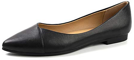 HEVA Women's Classic Pointed Toe Flat Ballet Pumps Shoes Casual Comfort Wedding Shoes(8UK 42EU,Black)