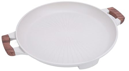 Fdit Maifanite Korean Grill Pan, Versatile Round BBQ Griddle for Grilling Meats and Frying Foods, Lightweight and Portable with Attractive Korean Aesthetic