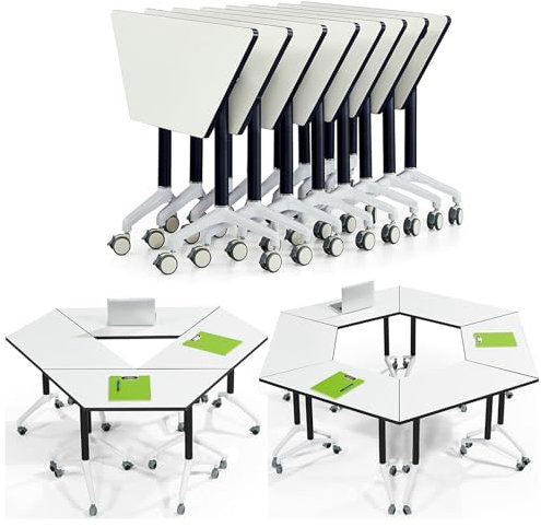 Bürotisch，. Rollbarer großer Besprechungstisch mit Klapptisch, Büro-Konferenzraumtische mit Rollen, Seminartisch for Besprechungsraum, Büro, Klassenzimmer(4pcs 90x45x75cm)