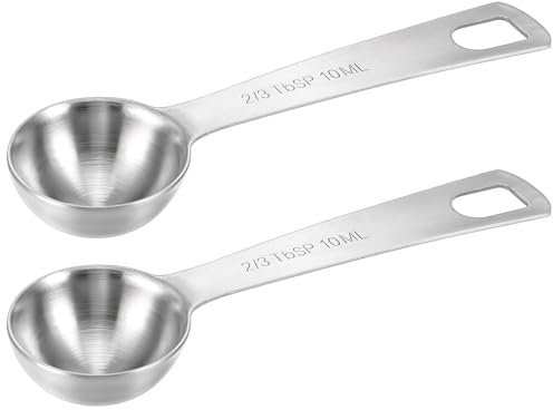 2 PCS 2/3 Tbsp (1 2/3 TSP | 10 ml | 10 cc) Measuring Spoons, Tablespoon Measuring Spoon, Stainless Steel Measuring Spoon for Kitchen Cooking Spoons(Silver)