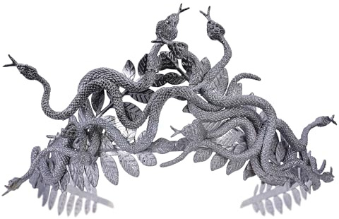 PartyforU Couronne de serpent de Méduse avec laurier pour femme - Argenté et noir