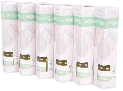Cofan Confezione da 6 deodoranti a bastoncini bergamotto calabrese | Aroma rivitalizzante | Bastoncini in rattan | Flacone di vetro | Capacità: 50 ml