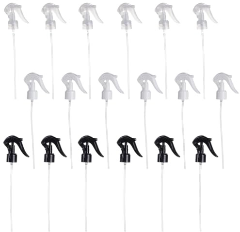 WEBEEDY 18 piezas de cabezal pulverizador de niebla fina, repuesto 24/410, boquilla pulverizadora reutilizable, botella de plástico de repuesto para suministros de limpieza de jardinería (transparente