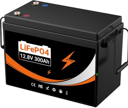Batterie LiFePO4 12 V 300 Ah avec BMS 200 A batterie lithium | Lifepo4 rechargeable à 15000 cycles profonds pour le stockage d'énergie domestique les camping-cars les bateaux
