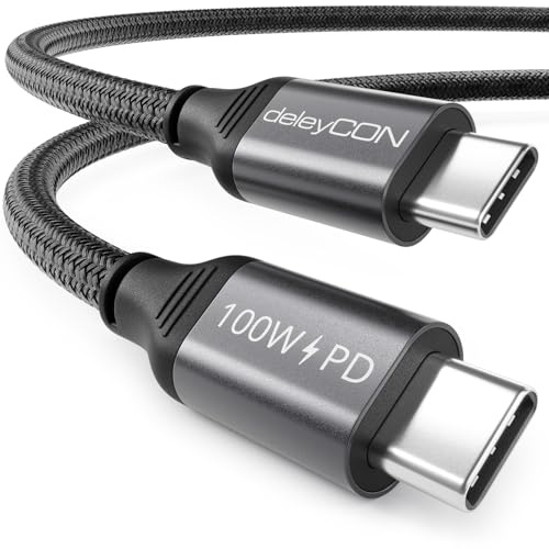 deleyCON 3,0m USB C PD3.0 (100W Ricarica Rapida) USB-C a USB-C per iPhone 17 16 15 Pro Max Air Galaxy S26 S25 S24 S23 S22 Pixel iPad Pro MacBook Air Tablet Switch PS5