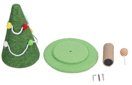 Árbol de Navidad Poste rascador para Gatos Diseño Festivo Alegre Material de sisal Estructura Robusta Protege los Muebles para Uso doméstico en Interiores Piezas de ensamblaje de (Mediano: 30 X 47 cm