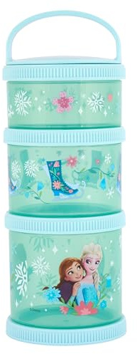 Disney Frozen Stapelbare Snackbehälter, 3-teiliges Set, türkis, mit den Charakteren Anna, Elsa und Olaf, BPA-frei