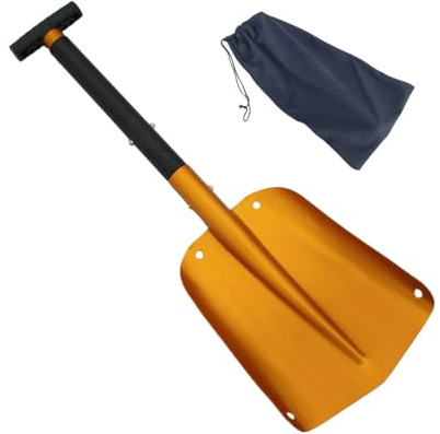 Pala da neve in metallo con design salvaspazio Strumento di rimozione della sabbia e del suolo per campi e proprietari di case Strumento di emergenza all'aperto Pala da neve in alluminio leggero