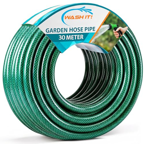 Reinforced Garden Hose Pipe - Weatherproof Kink Resistant Garden Hosepipe for Watering, Gardening and Cleaning Tasks - Strong Universal Water Hose Pipe - Durable Flexible Hosepipe (30m)
