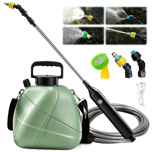 Pulverisateur Electrique 5L, Pulverisateur de Jardin, Pulverisateur a Pression avec 3 Buses Réglables et Pistolet Pulvérisateur, Télescopique Rechargeable Pulvérisateur à Dos pour Jardin Cour Pelouse